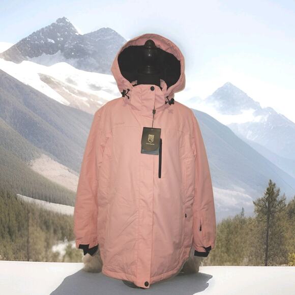 NWT! FREE SOLDIER Women's Waterproof Ski Snow Jacket Fleece Lined Pink 2XL - Picture 1 of 16